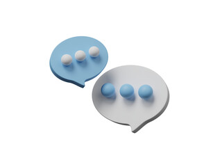 3D speech bubbles talk or comment sign symbol for chat on social media icon isolated on transparent background. Creative concept idea social network. Communication concept. 3d rendering illustration