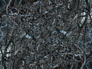 abstract background of messy coils of wire. recycled metal cable with metallic color effect