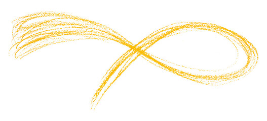 Yellow pencil strokes isolated on transparent background.