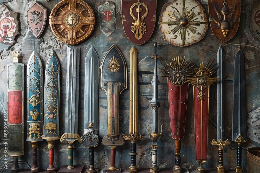 Poster journey back in time with a glimpse of the roman empire military arsenal showcasing a diverse array 