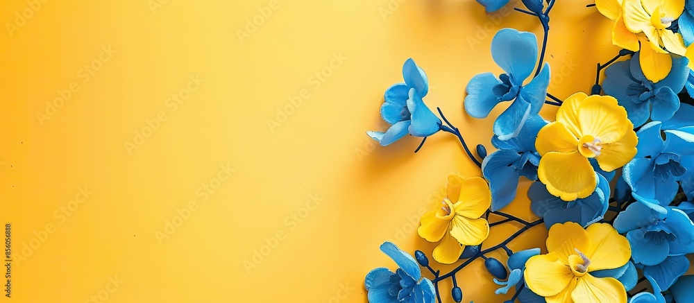 Poster Cute lase border yellow and blue. with copy space image. Place for adding text or design