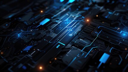 Binary codes with glowing blue digits. Technology and data concept. AIG53F.