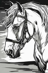 Horse drawing simple sketch stock illustration 