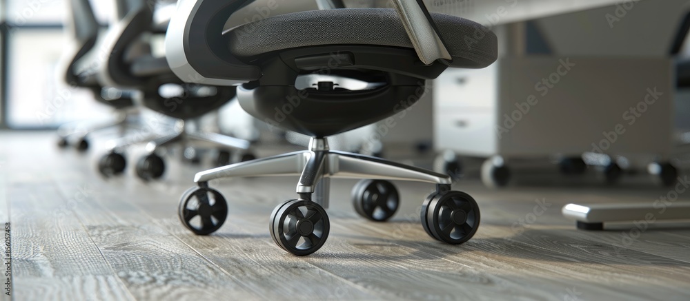 Poster Wheels on the legs of office chairs. with copy space image. Place for adding text or design