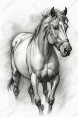 Horse drawing simple sketch stock illustration 