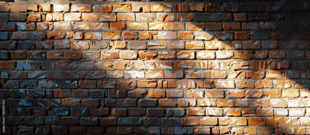 Poster light and shadow on brick wall. with copy space image. place for adding text or design