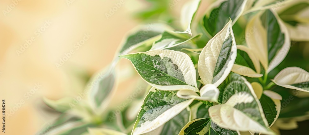 Poster the variegated cultivar variegata. gardening, plants for landscape design pastel background. with co
