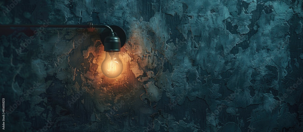 Aufkleber Light bulb on the wall at night. with copy space image. Place for adding text or design
