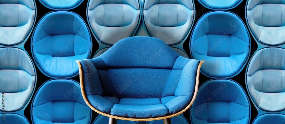 Aufkleber Modern chair pattern seamless blue repeat for any use. with copy space image. Place for adding text or design