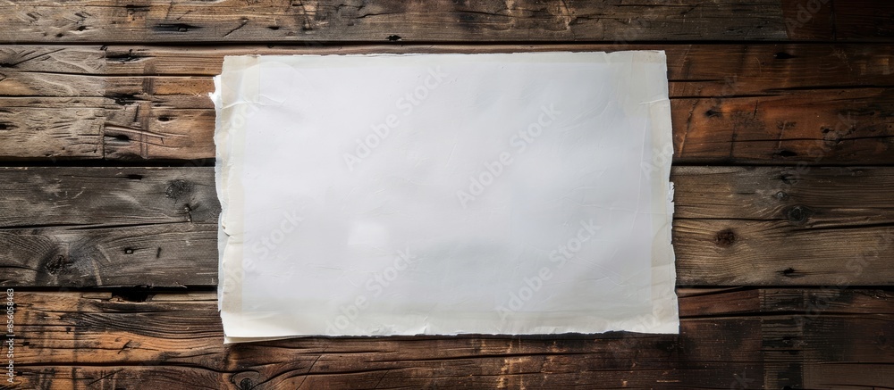 Poster blank paper on the table with nobody. with copy space image. Place for adding text or design