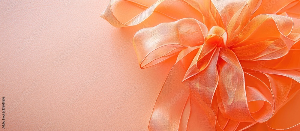 Poster Orange ribbon on a pastel background close up  Abstract. with copy space image. Place for adding text or design