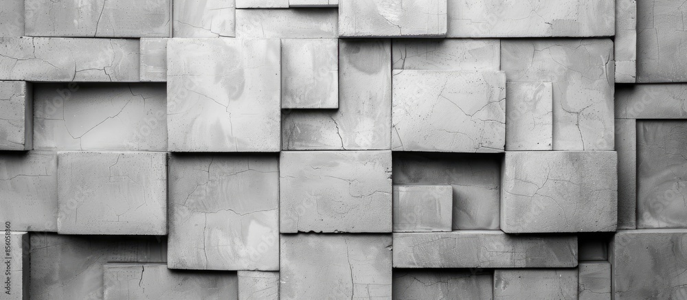 Poster White cement block wall texture pattern background. with copy space image. Place for adding text or design