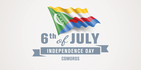 Comoros happy independence day greeting card, banner vector illustration