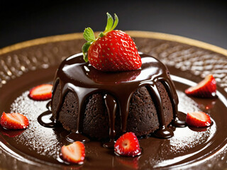 Strawberry on molten lava Brownie