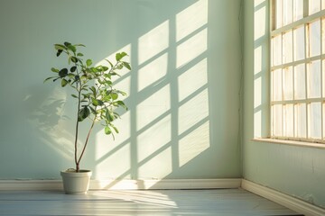 Potted Plant in Sunlit Room