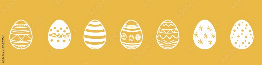 Wall mural web banner. vector illustration of easter eggs with various colors and pattern designs.
