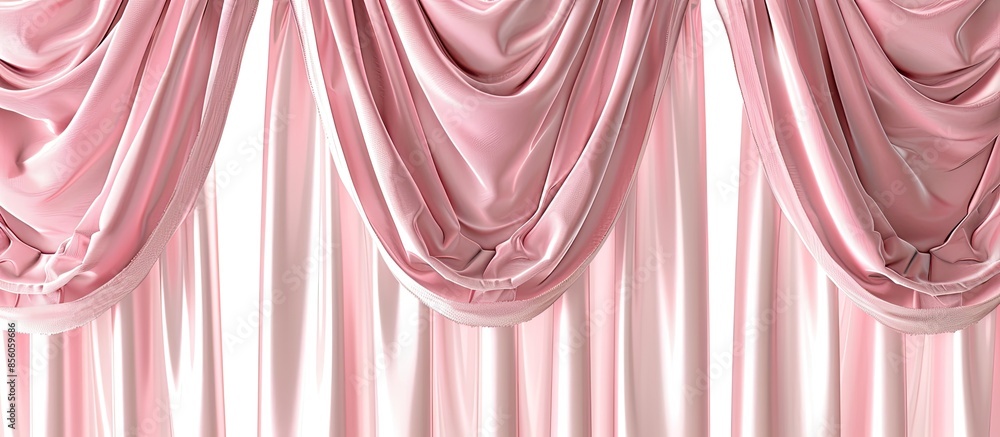 Poster Pink curtains isolated on white background with clipping path. with copy space image. Place for adding text or design