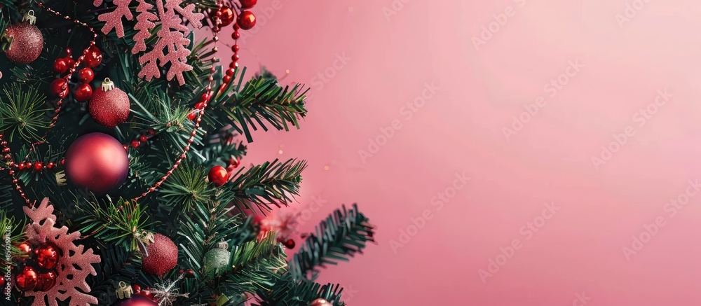 Aufkleber Decorated Christmas tree. . with copy space image. Place for adding text or design