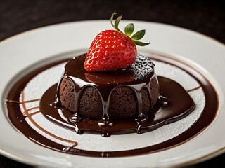 Strawberry on molten lava Brownie
