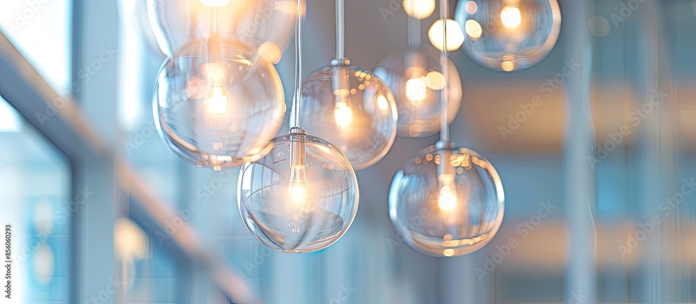 Poster Closeup view of contemporary light fixture. with copy space image. Place for adding text or design