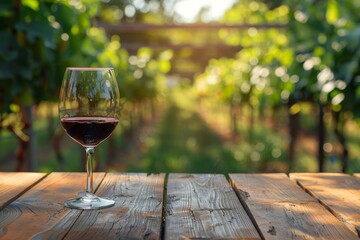 Wineglass in Vineyard