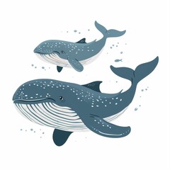 Fototapeta premium Whale. Flat vector illustration of cute animal. Baby nursery art.