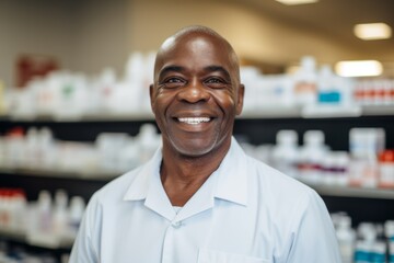 Fototapeta premium Portrait of a middle aged male pharmacy worker