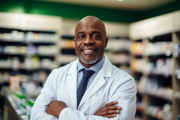 Obraz premium Portrait of a middle aged male pharmacy worker