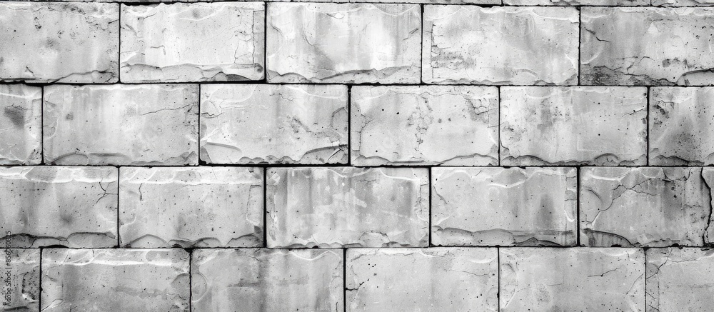 Poster White cement block wall texture pattern background. with copy space image. Place for adding text or design