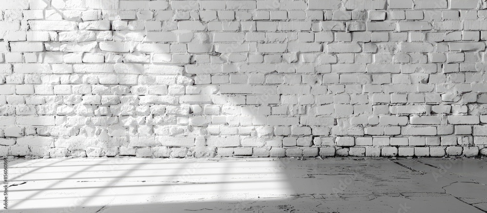 Aufkleber White background of white brick stone wall in perspective view with the light effect. with copy space image. Place for adding text or design