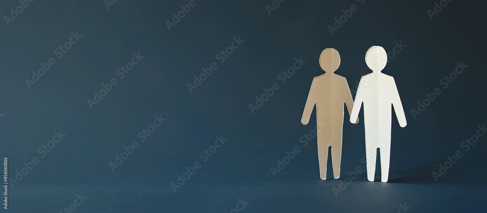 Poster crowdfunding concept. paper cut out human figures. copy space image. place for adding text or design