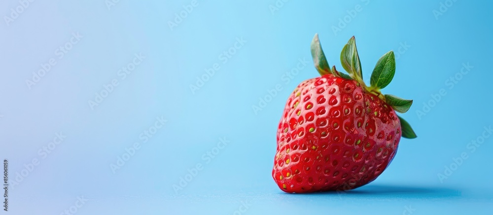 Poster fresh ripe and juicy strawberry isolated on pastel background. with copy space image. place for addi