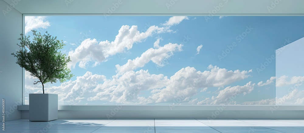 Poster Half cut modern window. with copy space image. Place for adding text or design