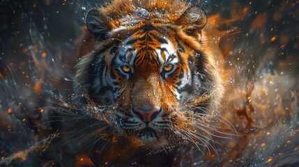 Tiger Emerging from Fire