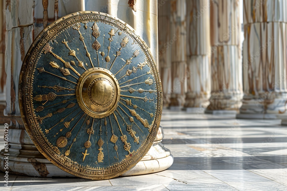 Poster journey back in time with a glimpse of the roman empire military arsenal showcasing a diverse array 