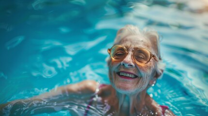 Portrait of a smiling female swimmer in water in pool