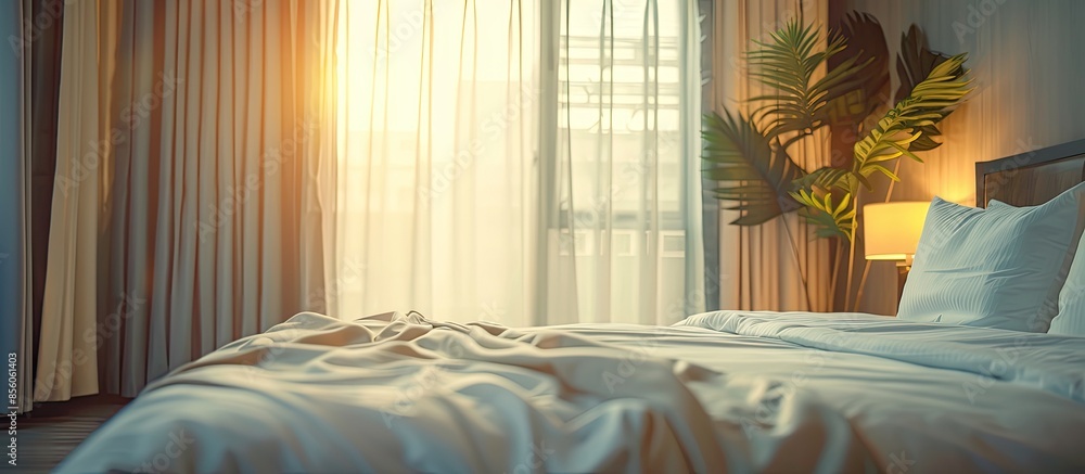 Poster Abstract blur bedroom interior for background. with copy space image. Place for adding text or design