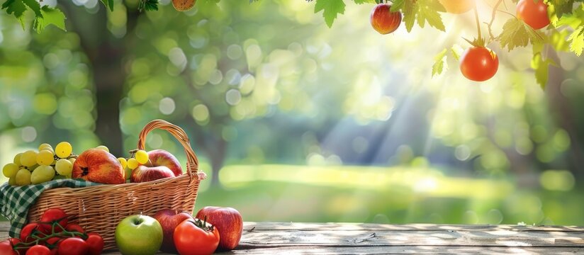 Picnic scene in the park. with copy space image. Place for adding text or design