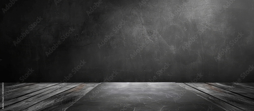 Poster blackboard texture wall and black background, copy space horizontal studio. Copy space image. Place for adding text or design