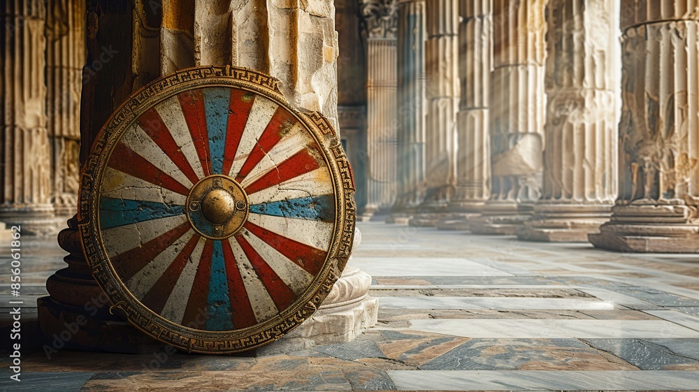 Poster journey back in time with a glimpse of the roman empire military arsenal showcasing a diverse array 