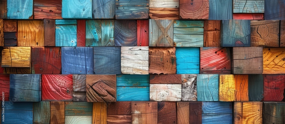 Poster colorful wooden tiles it has a real wood texture. this is a decorative material to decorate the hous
