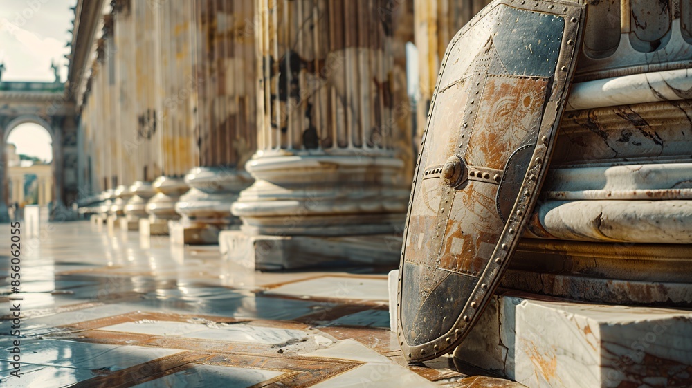 Poster journey back in time with a glimpse of the roman empire military arsenal showcasing a diverse array 