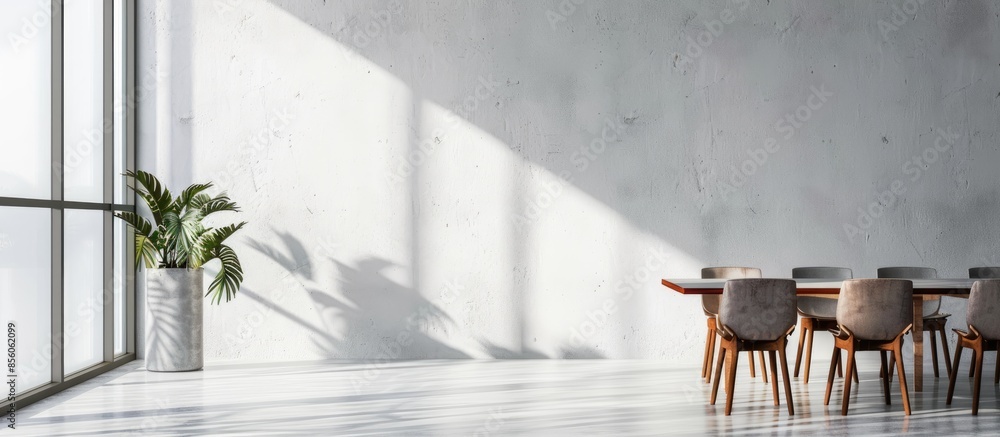 Poster minimal table with chairs. with copy space image. Place for adding text or design