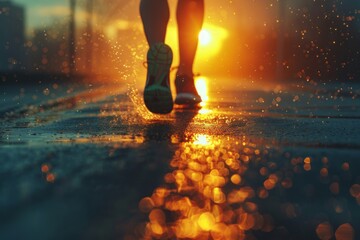Runner at Dawn in the Rain