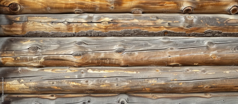 Aufkleber Old wooden log house wall background texture. with copy space image. Place for adding text or design