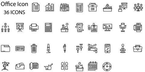 Set of office icons. Line art style icons bundle. vector illustration