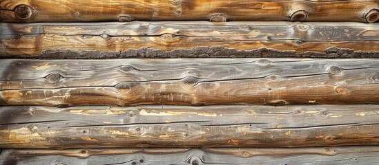 Old wooden log house wall background texture. with copy space image. Place for adding text or design
