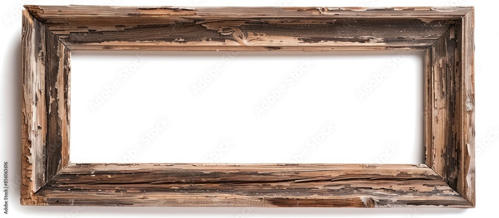 Poster one-piece vintage wooden frame, isolated on white background. natural patterns, texture. with copy s
