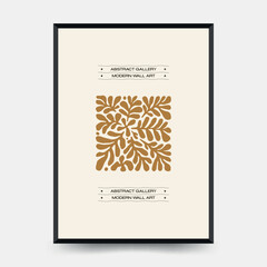 Abstract floral posters template. Modern trendy Matisse minimal style. Pink and blue colors. Hand drawn design for wallpaper, wall decor, print, postcard, cover, template, banner. 