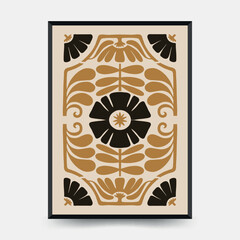 Abstract floral posters template. Modern trendy Matisse minimal style. Pink and blue colors. Hand drawn design for wallpaper, wall decor, print, postcard, cover, template, banner. 